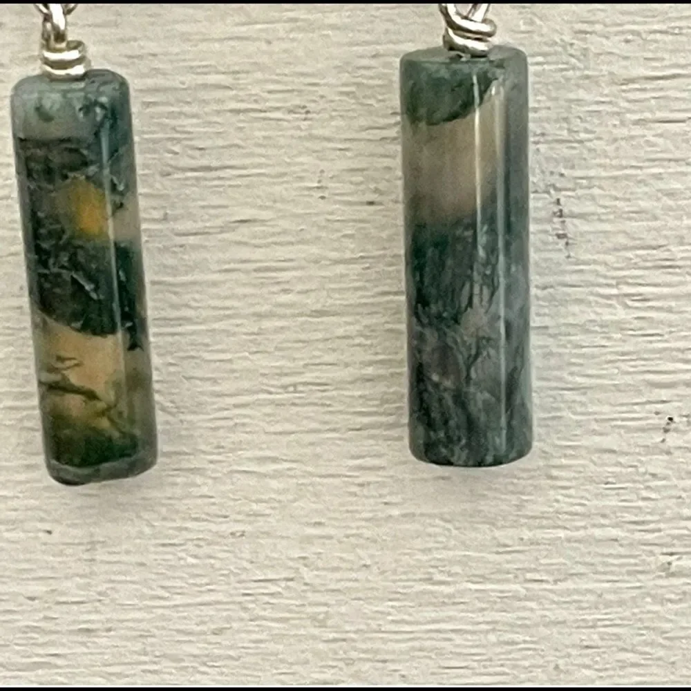 Green moss agate earrings